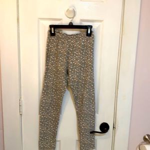 Grey pink and white star leggings, soft.